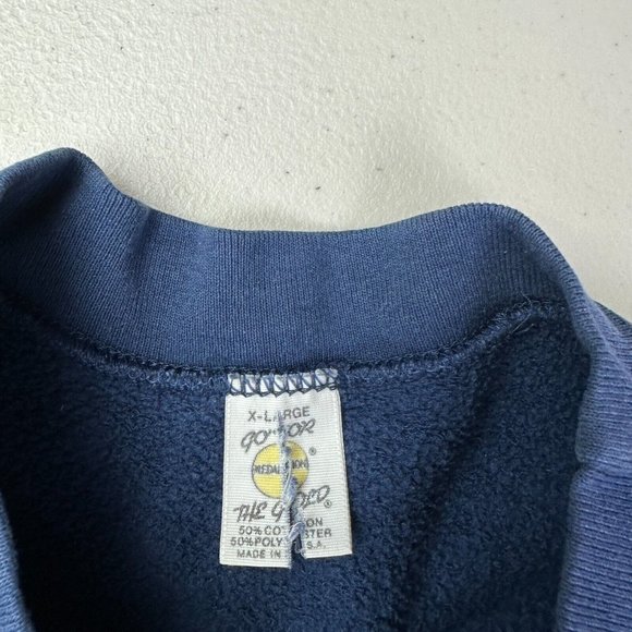 Vintage‎ 80s Medallion Go For The Gold Sweater Sweatshirt Navy Blue Men Size XL - Picture 4 of 9